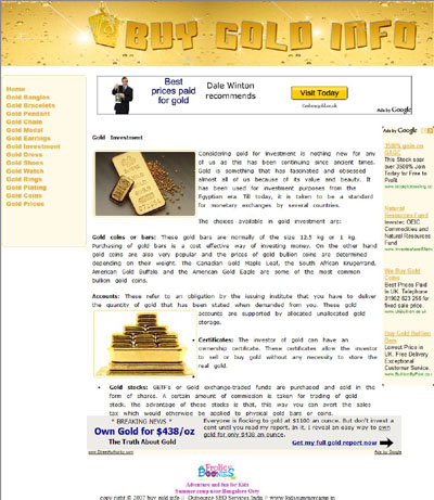 Buy Gold Info's Gold Investment Page